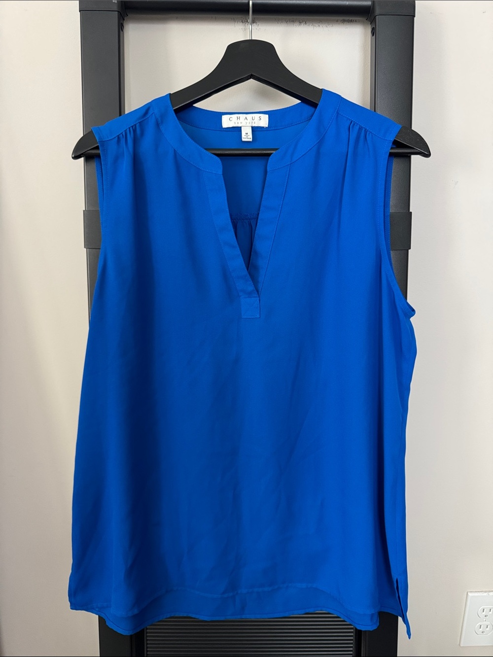 Chaus Sleeveless Split V-Neck Camisole - Royal Blue